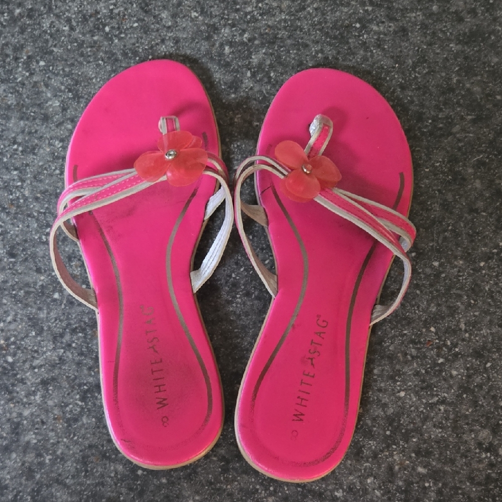 White Stag Pink Sandals with Metallic Straps.